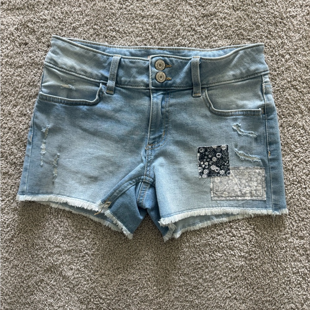 So Patchwork Denim Shorts